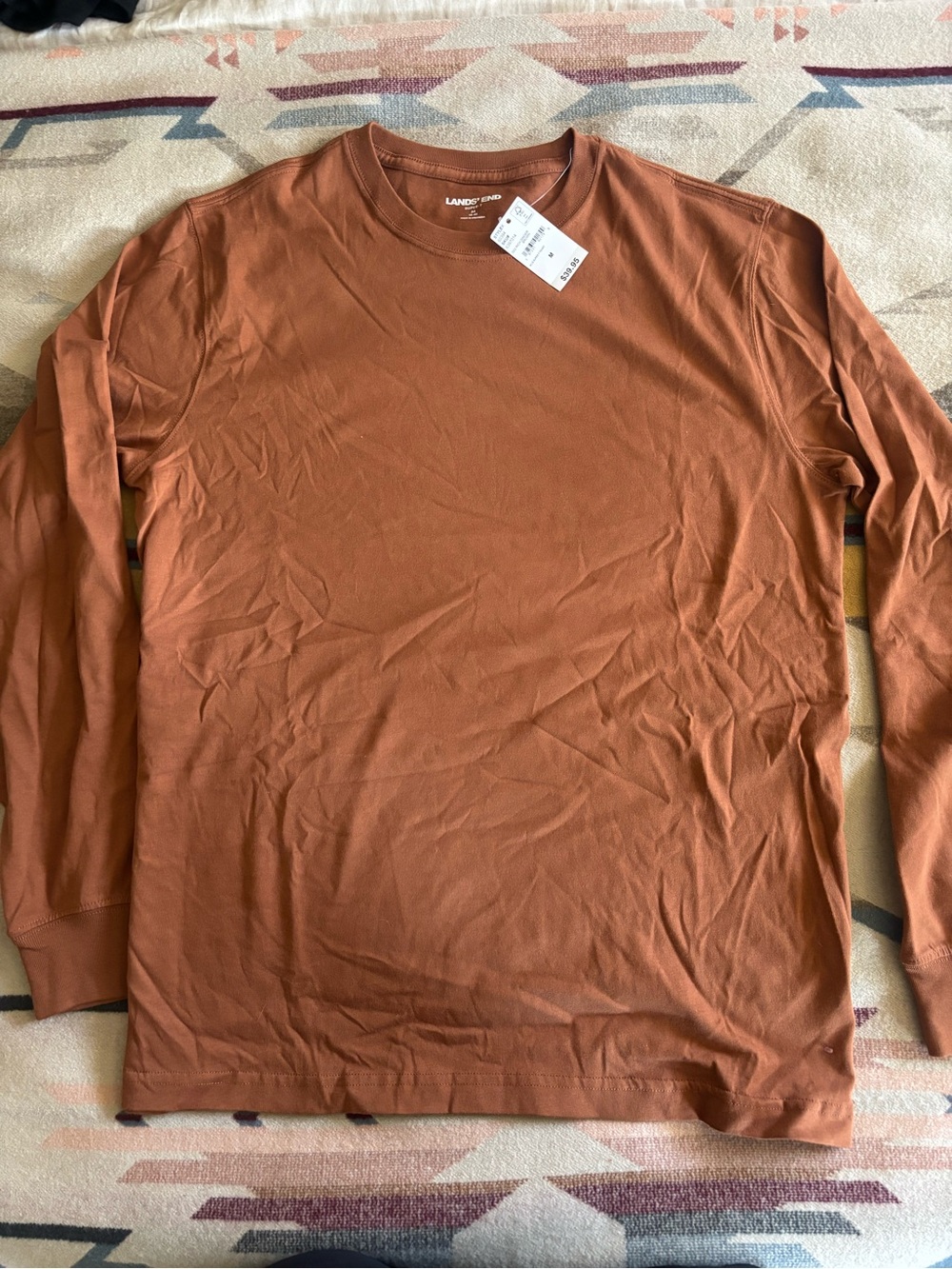 Lands' End Men's Long-Sleeve Crew Neck Shirt - Rust